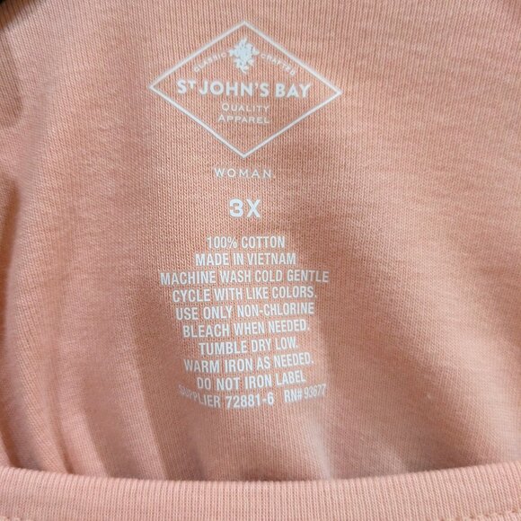 100% Cotton Long Sleeve Scoop Neck Shirt 3X Pink Soft Comfy Quiet Luxury NWOT - Picture 3 of 3